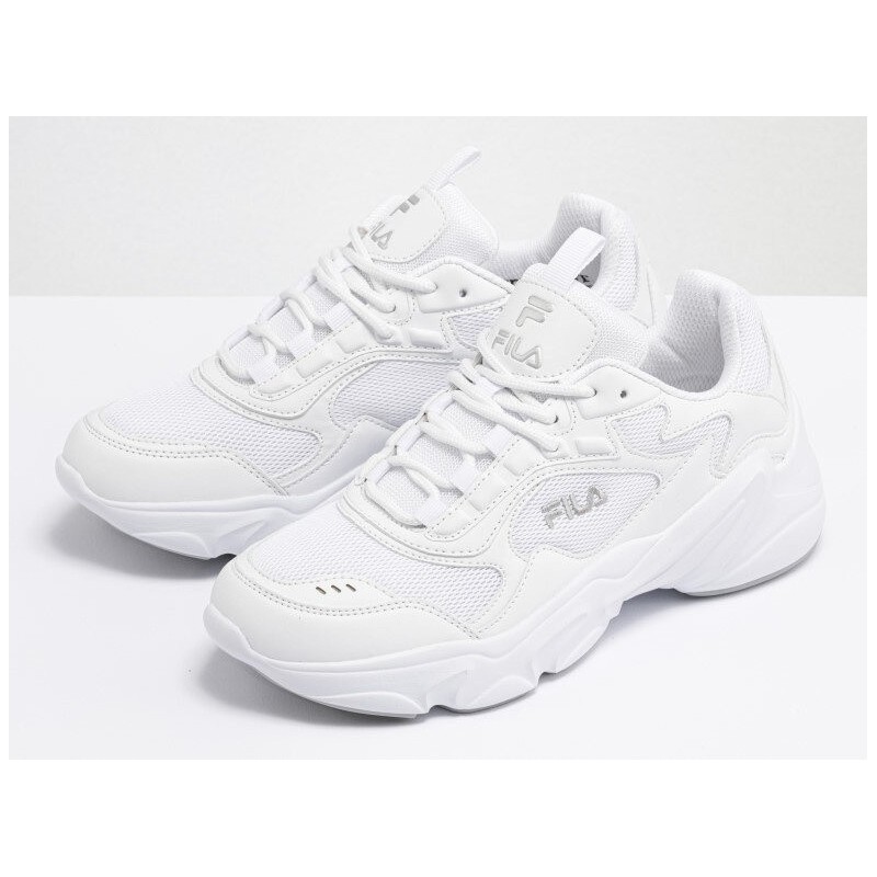 Buty damskie Fila Collene sneakersy sportowe lekkie całe białe sznurowane